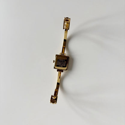 Gucci 1990s Square Dial Gold Plated Bangle Watch