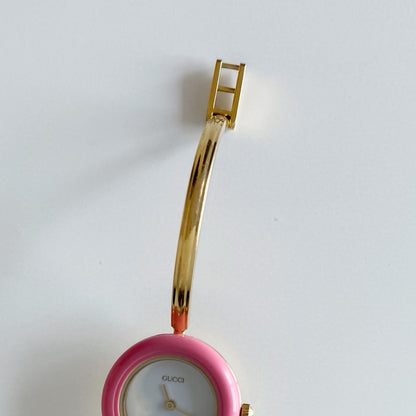 Gucci 1990s Interchangeable Bezel Gold Plated Bangle Watch with 12 bezels, case (Small)