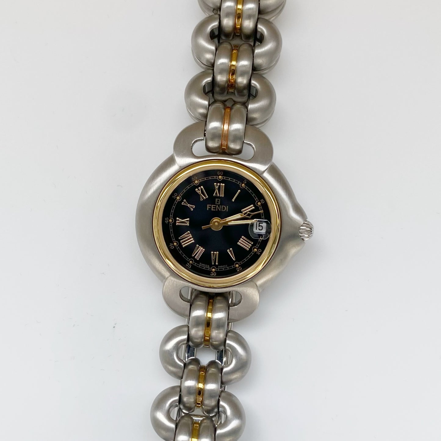 Fendi Early 2000s Black Dial Two Tone Watch