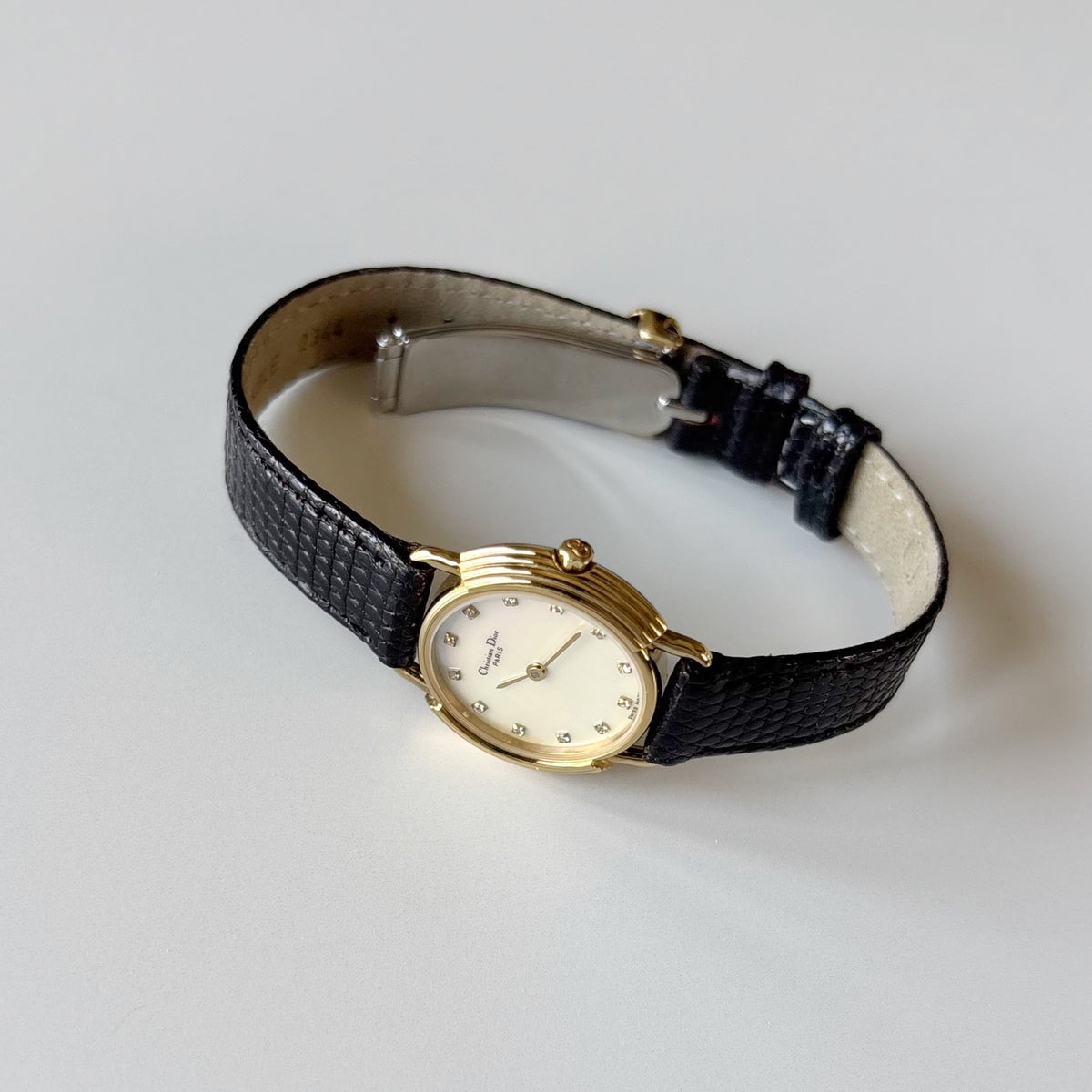 Dior 1990s Seashell Round Dial Gold Plated Watch