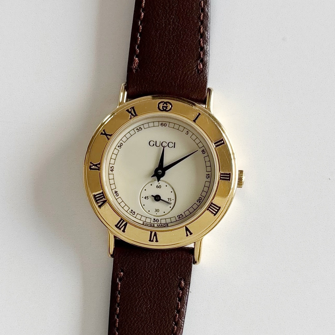 Gucci 1990s Sub second Round Dial Watch