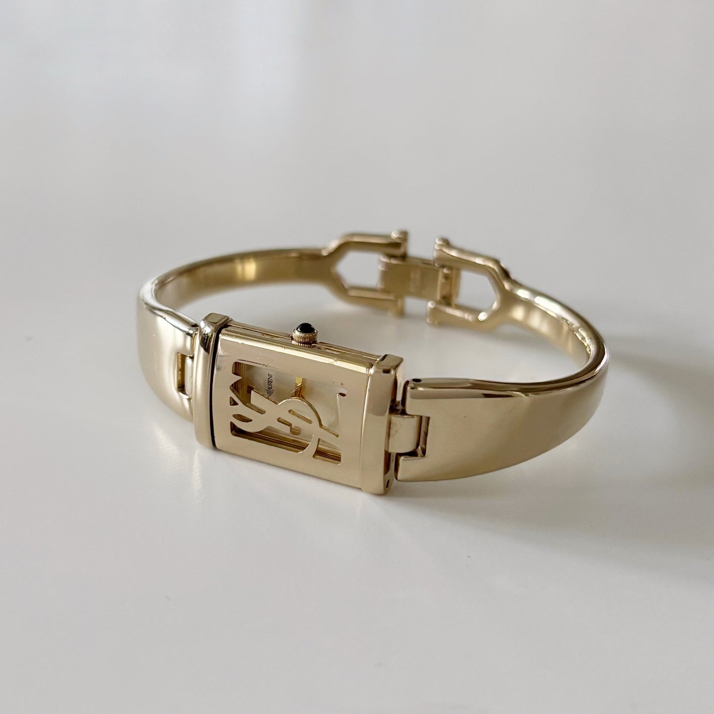 Yves Saint Laurent 1990s Gold Plated Bangle Watch