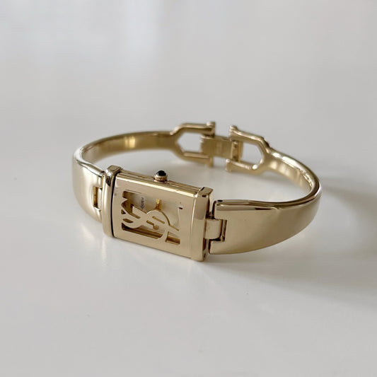 Yves Saint Laurent 1990s Gold Plated Bangle Watch