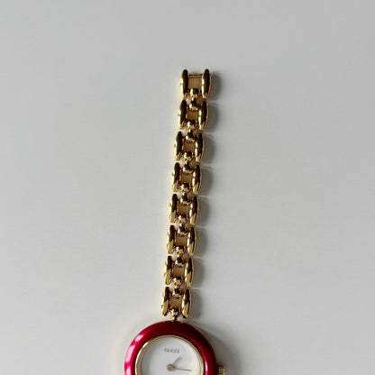 Gucci 1990s Interchangeable Bezel Gold Plated Rice Chain Watch with 6 bezels, case (160mm)