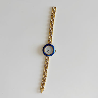 Gucci 1990s Interchangeable Bezel Gold Plated Watch with 6 bezels, case (167mm)