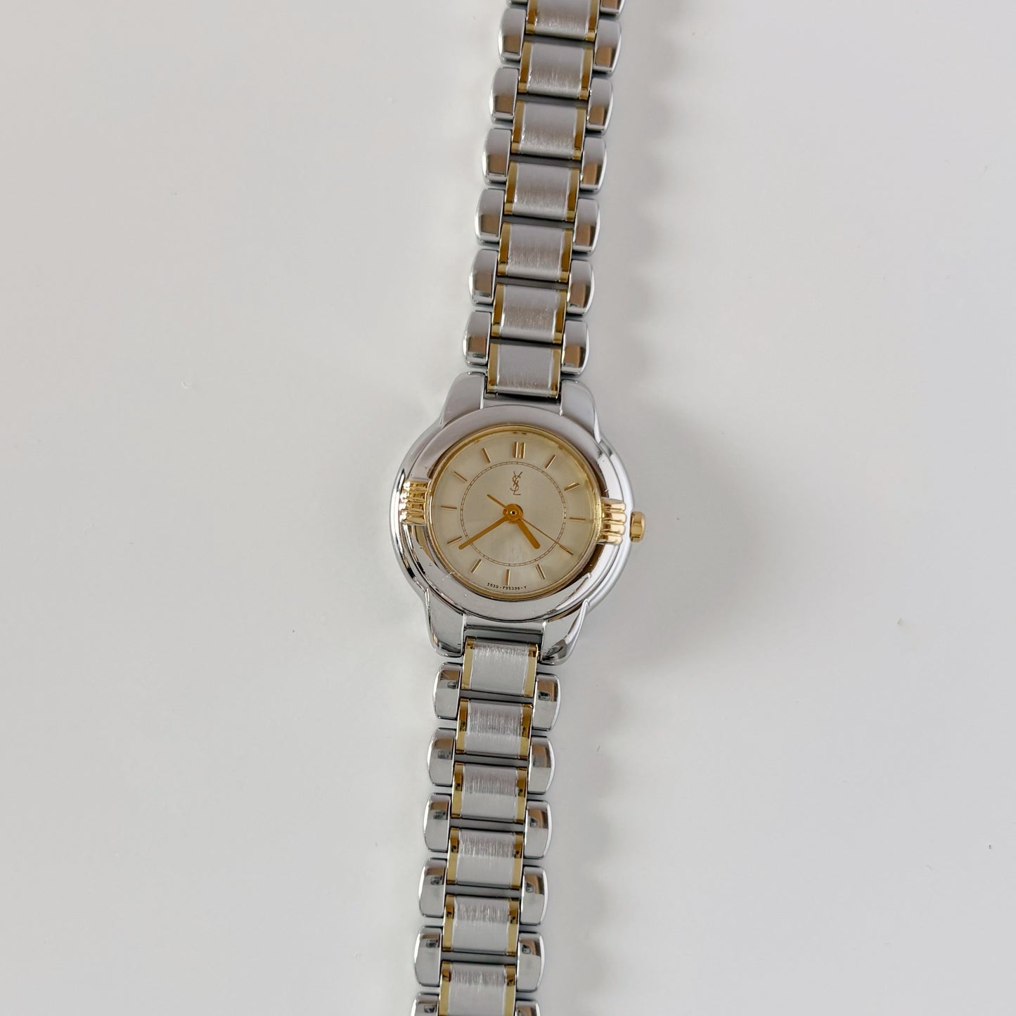 Yves Saint Laurent 1990s Round Dial Two Tone Watch