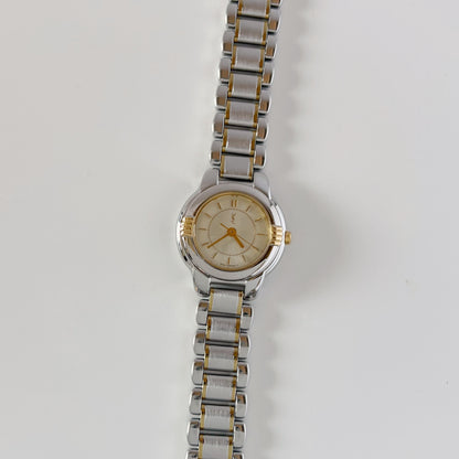 Yves Saint Laurent 1990s Round Dial Two Tone Watch
