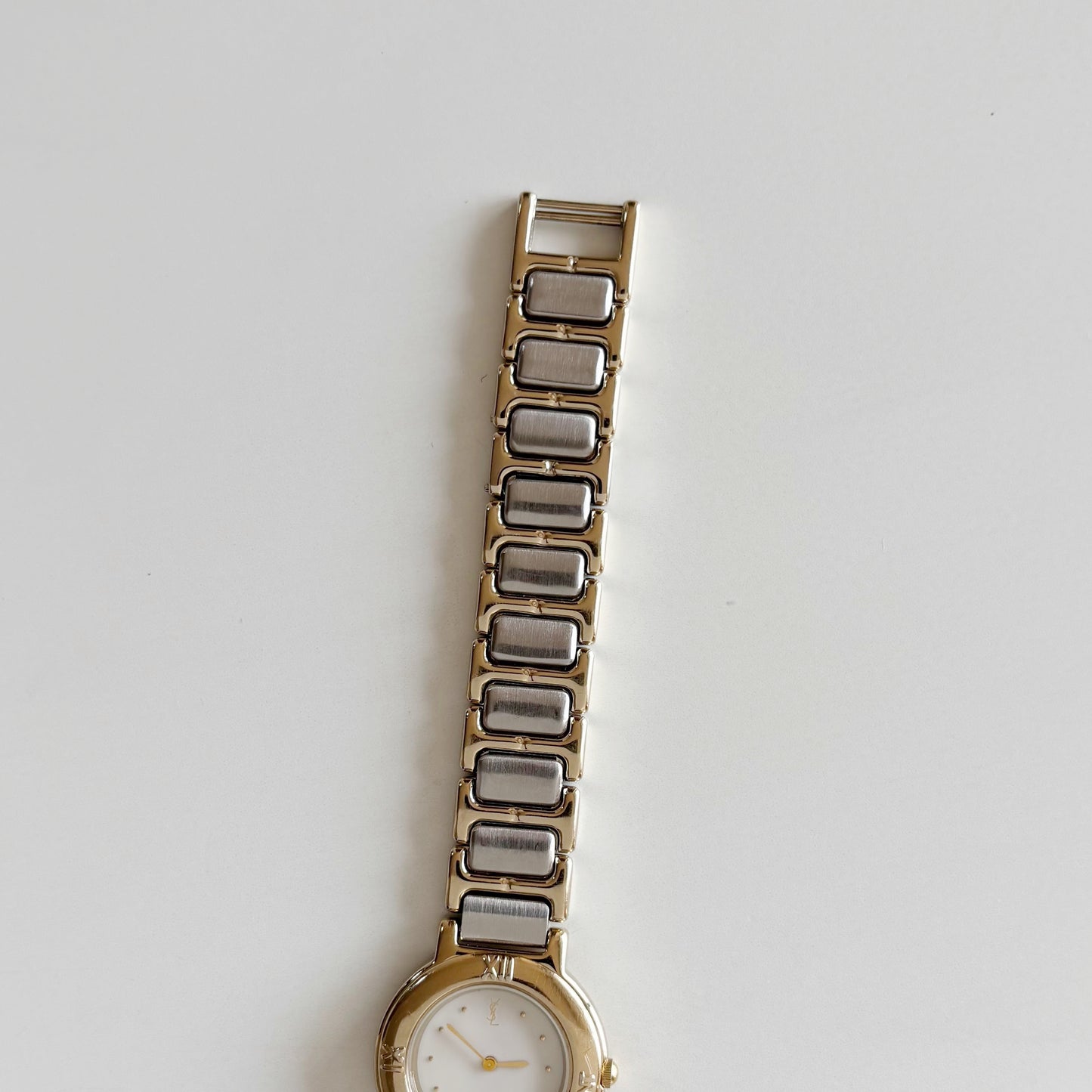 Yves Saint Laurent 1990s Round Dial Two Tone Gold Plated Watch