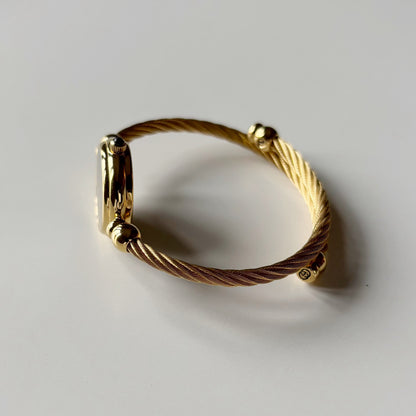 Gucci 1990s Black Dial Gold Plated Cable Bangle Watch