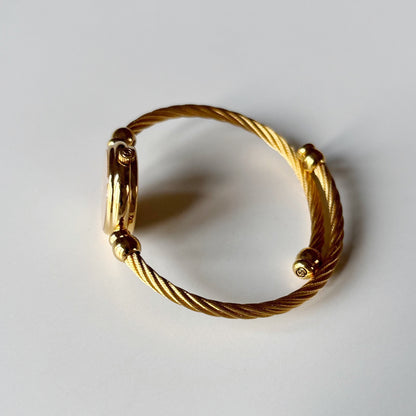 Gucci 1990s Seashell Dial Gold Plated Cable Bangle Watch
