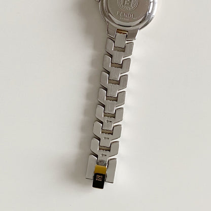 Fendi 1990s Date Round Dial Two Tone Watch
