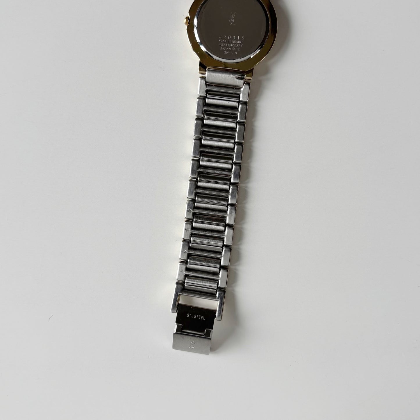 Yves Saint Laurent 1990s Navy Round Dial Two Tone Watch (Large)