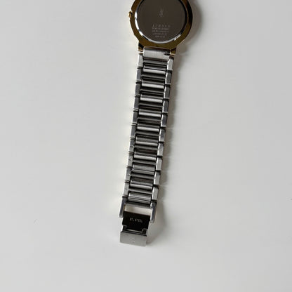 Yves Saint Laurent 1990s Navy Round Dial Two Tone Watch (Large)