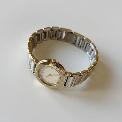 Yves Saint Laurent 1990s Round Dial Two Tone Watch