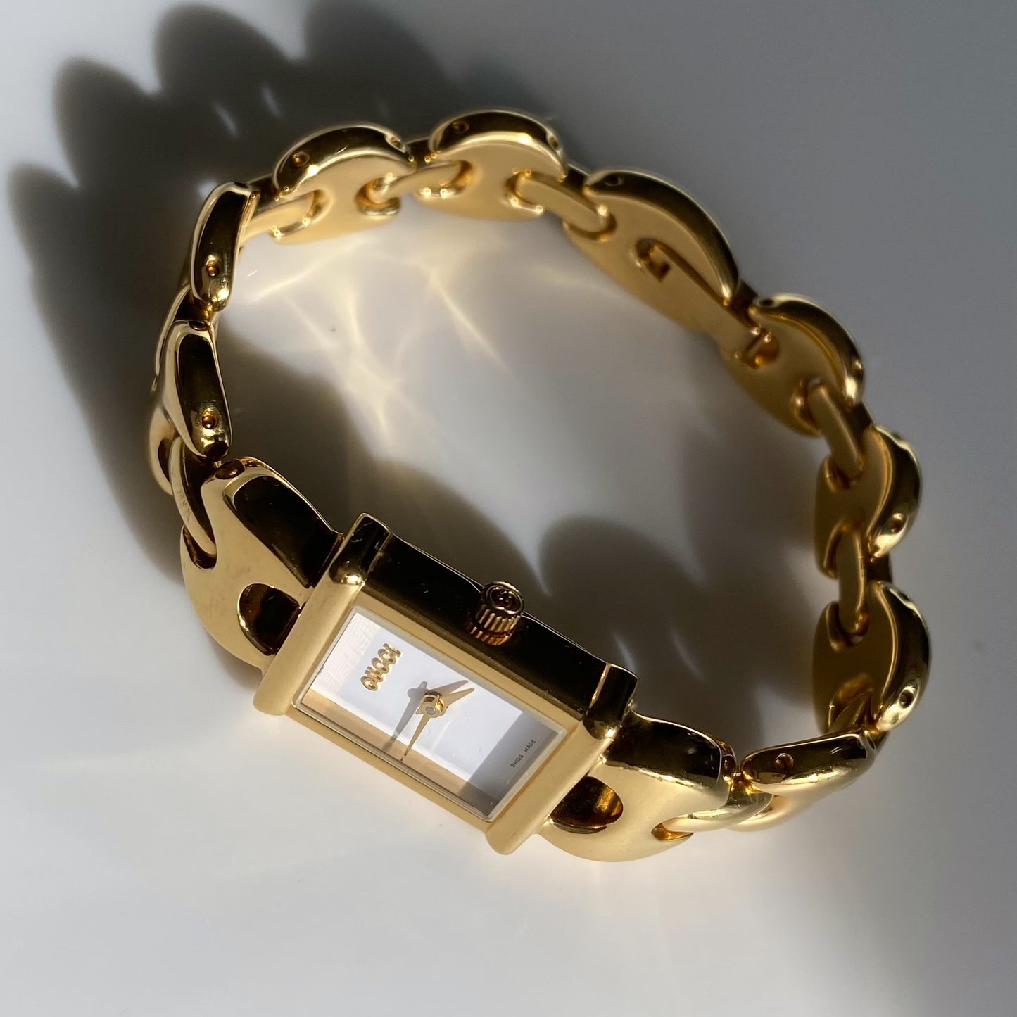 Gucci 1990s Interchangeable Belt Gold Plated Watch with 3 strap, case