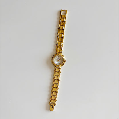 Fendi 1990s Seashell Dial Gold Plated Watch