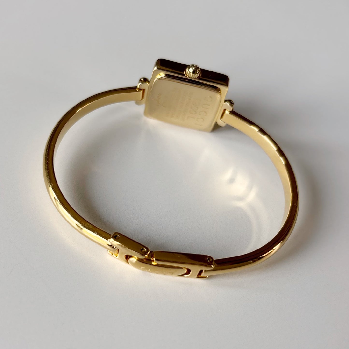 Gucci 1990s Square Dial Gold Plated Bangle Watch