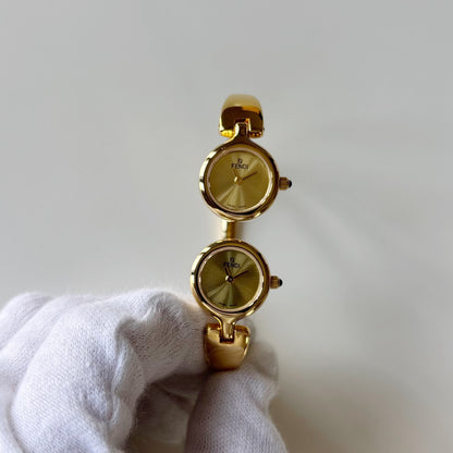 Fendi 1990s Double Face Gold-Plated Bangle Watch