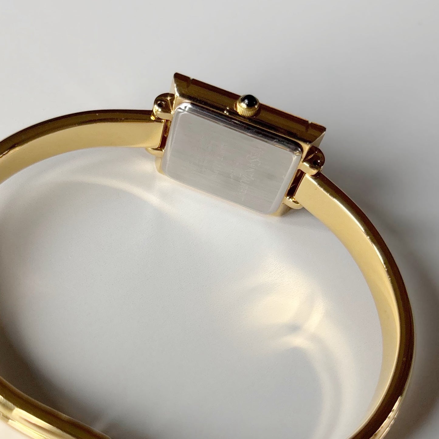 Yves Saint Laurent 1990s Green Dial Gold Plated Bangle Watch