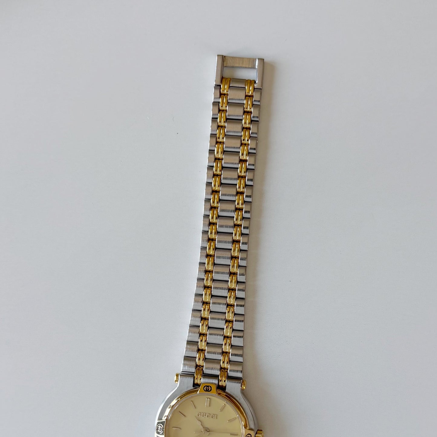 Gucci 1990s Date Round Dial Two Tone Gold Plated Watch