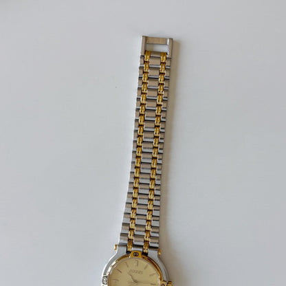 Gucci 1990s Date Round Dial Two Tone Gold Plated Watch