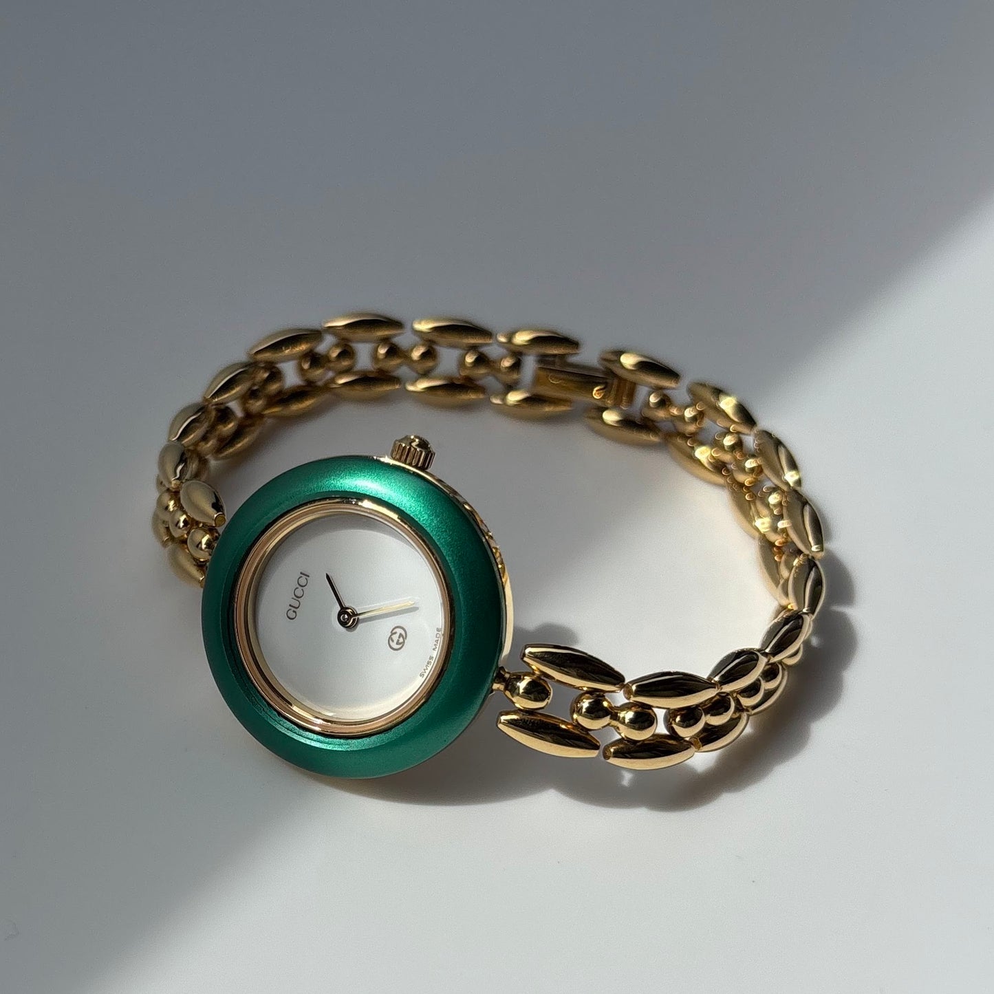 Gucci 1990s Interchangeable Bezel Gold Plated Watch with 6 bezels, case (167mm)