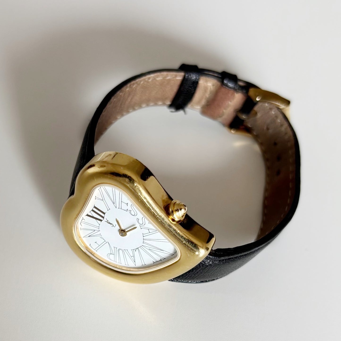 Yves Saint Laurent 1990s Heart Shaped Dial Gold Plated Watch