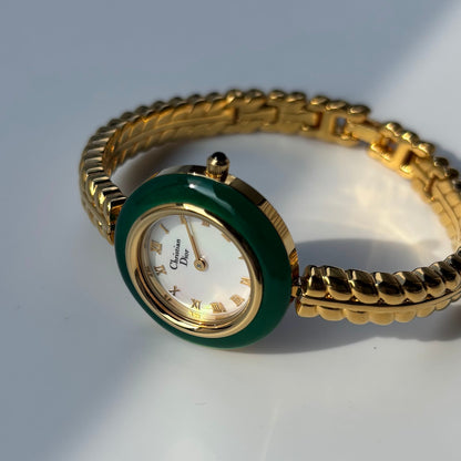 Dior 1990s Interchangeable Bezel Gold Plated Watch with 3 bezels