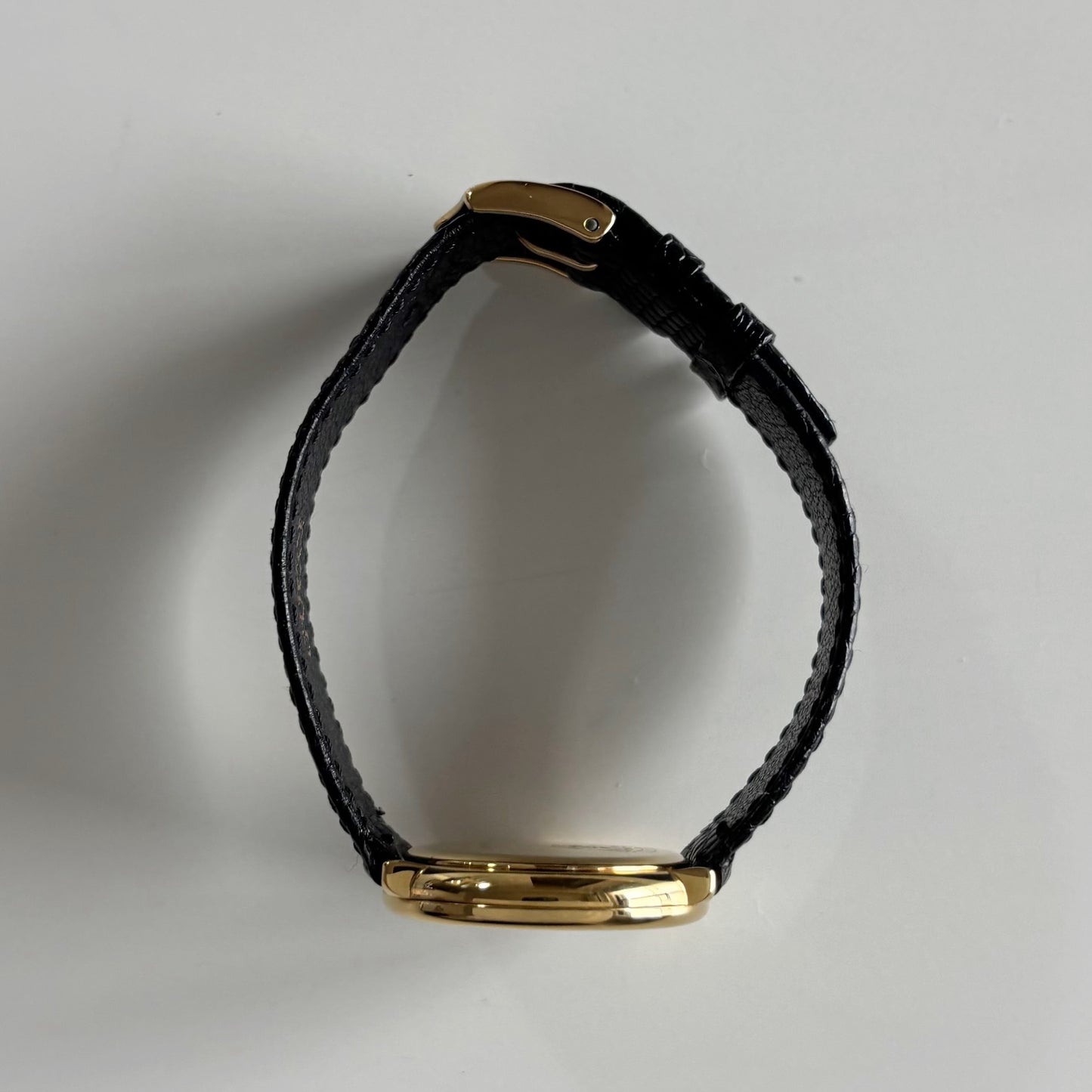 Gucci 1980s Black G Dial Gold Plated Watch (Large)