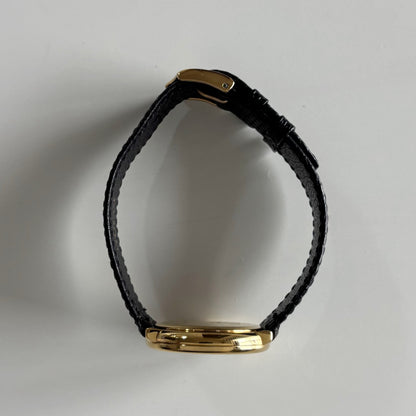 Gucci 1980s Black G Dial Gold Plated Watch (Large)