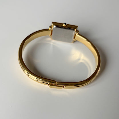 Yves Saint Laurent 1990s Seashell Dial Gold Plated Bangle Watch