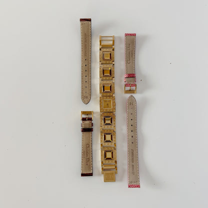 Dior 1990s Square Dial Interchangeable Strap Gold-Plated Watch