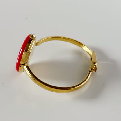 Gucci 1990s Interchangeable Bezel Gold Plated Bangle Watch with 12 bezels, case (Small)