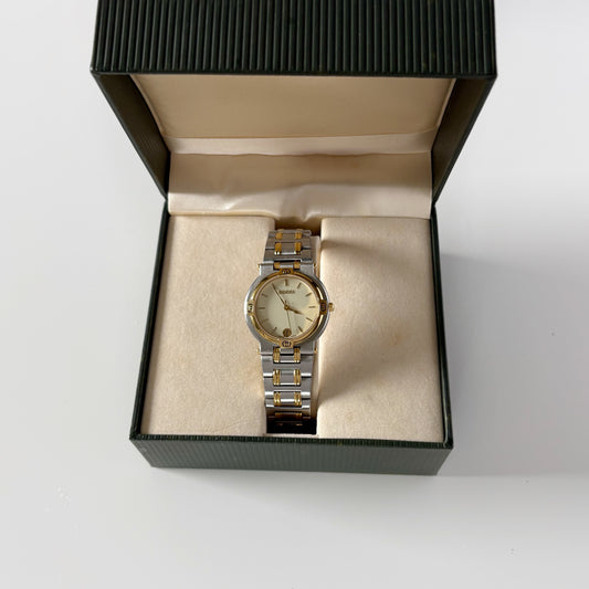 Gucci 1990s Date Round Dial Two Tone Watch (Large)
