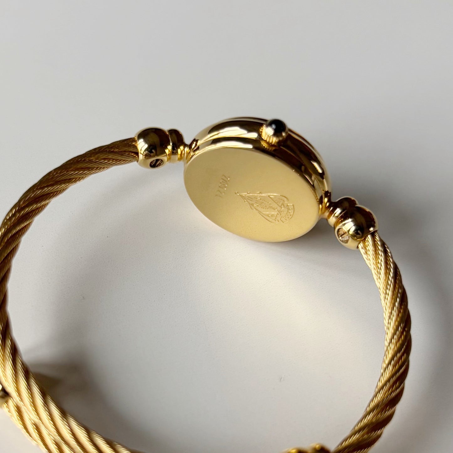 Gucci 1990s Black Dial Gold Plated Cable Bangle Watch