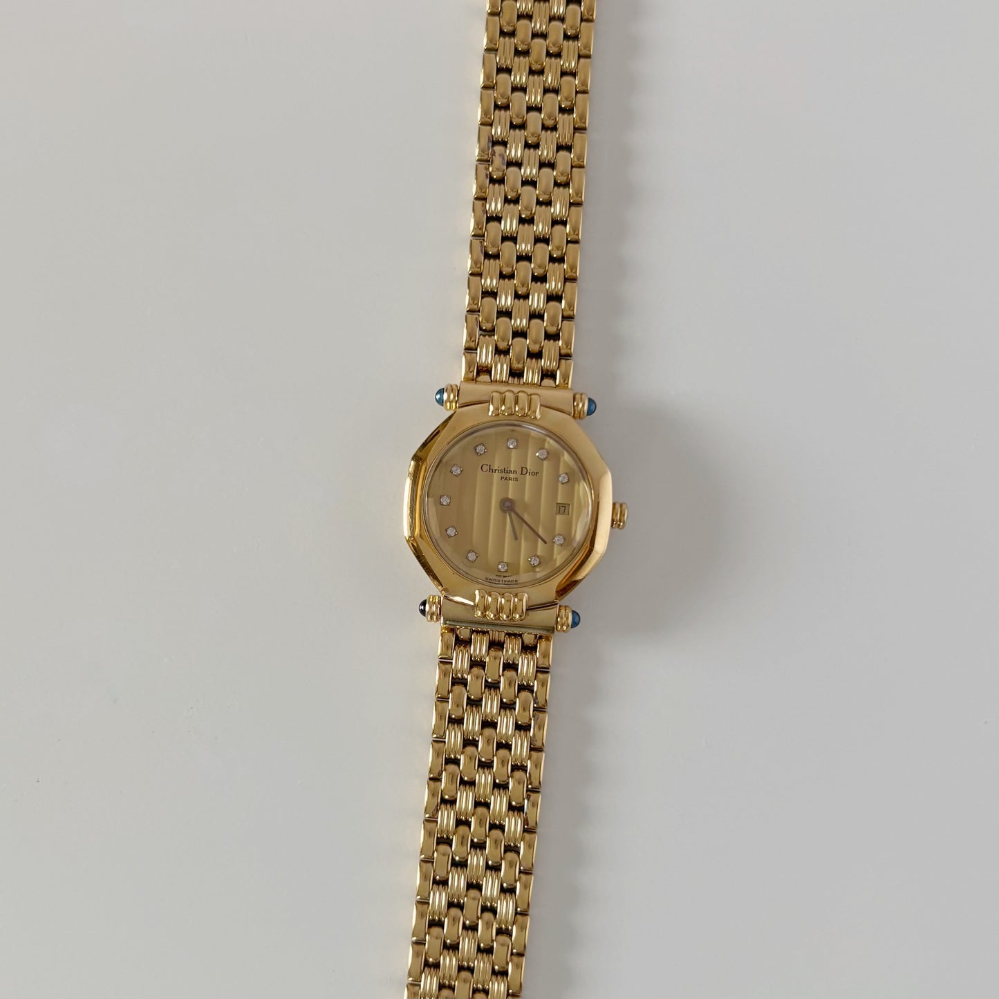 Dior 1990s Octagon Dial Gold Plated Watch
