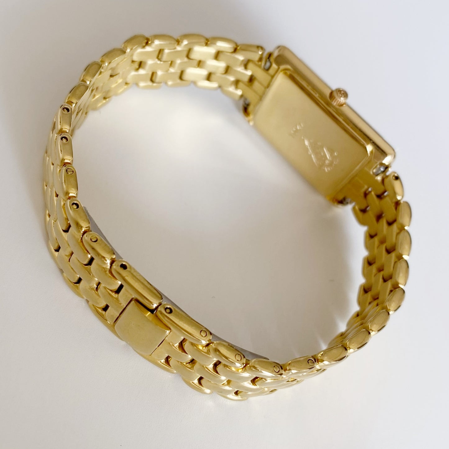 Gucci 1990s Gold Plated Rectangular Dial Watch