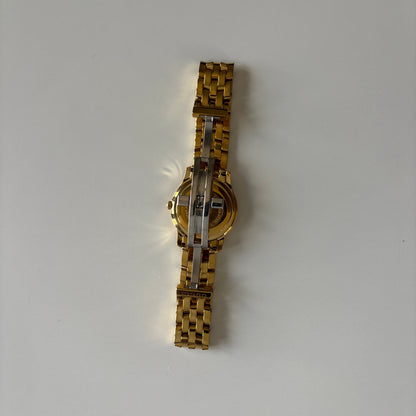 Gucci 1990s Date Black Round Dial Gold-Plated Watch