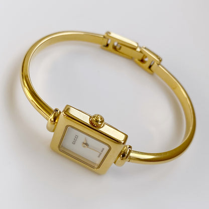 Gucci 1990s Square Gold Plated Bangle Watch