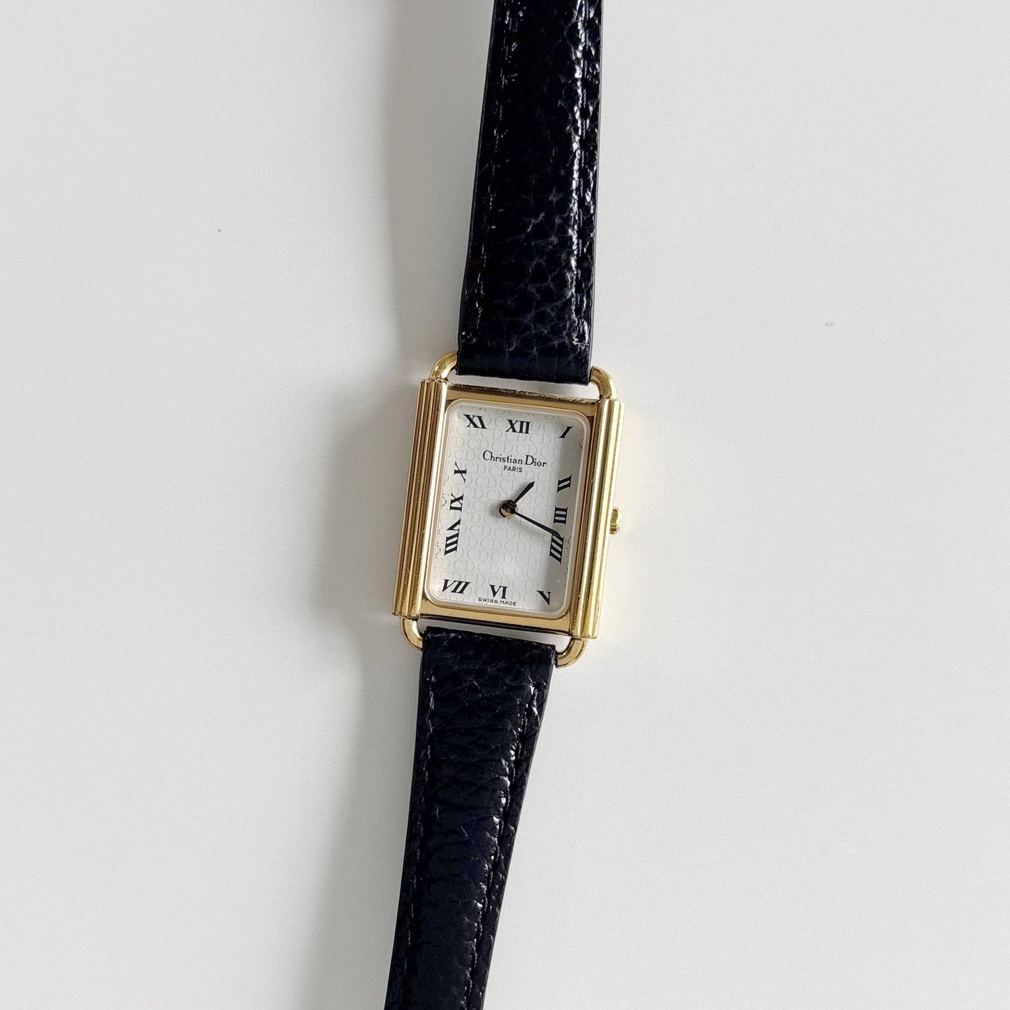 Dior 1990s Tank CD Logo Gold Plated Watch