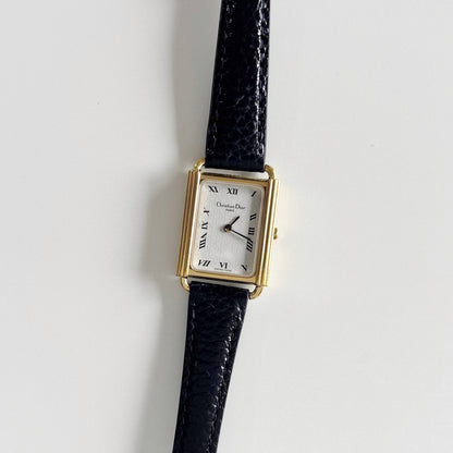 Dior 1990s Tank CD Logo Gold Plated Watch