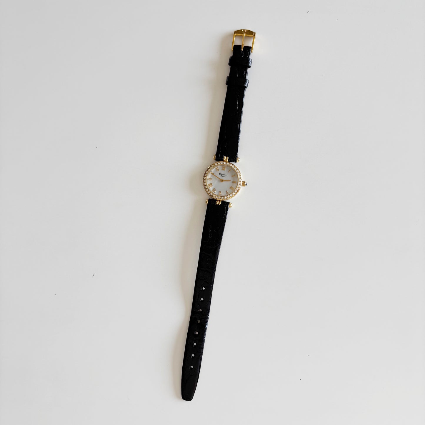 Dior 1990s Seashell Round Dial Gold Plated Watch