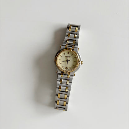 Gucci 1990s Date Round Dial Two Tone Watch