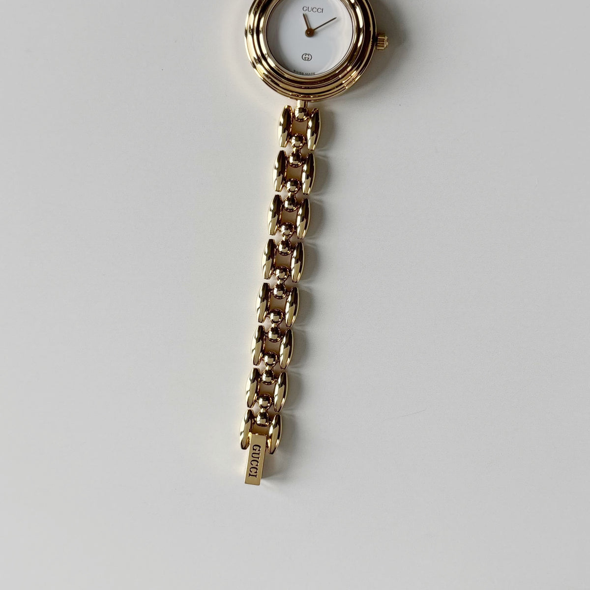 Gucci 1990s Interchangeable Bezel Gold Plated Rice Chain Watch with 6 bezels, case (165mm)