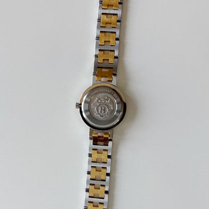 Hermes 1990s Clipper Round Dial Two Tone Gold Plated Watch