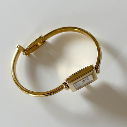 Gucci 1990s Square Dial Gold Plated Bangle Watch
