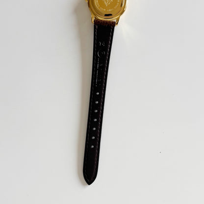Gucci 1990s Date Round Dial Gold Plated Watch