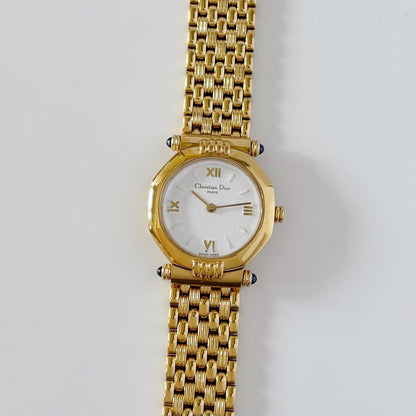 Dior 1990s Octagon Gold Plated Watch