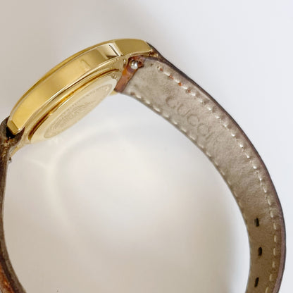 Gucci 1990s Date Gold Plated Round Watch