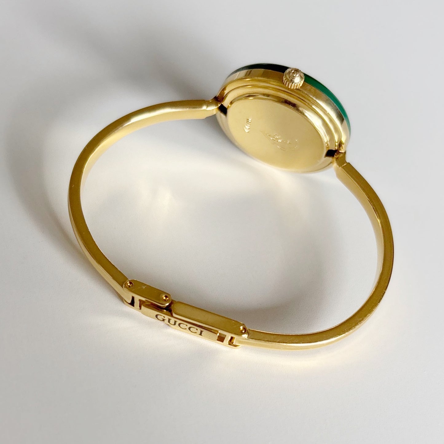 Gucci 1990s Interchangeable Bezel Gold Plated Bangle Watch with 12 bezels, case (Small)